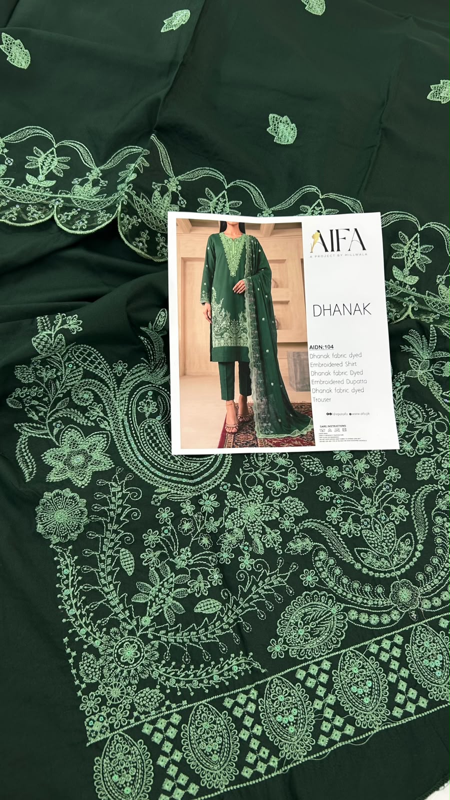LUXURY DHANAK EMB 3 PC WITH SHAWL EMB