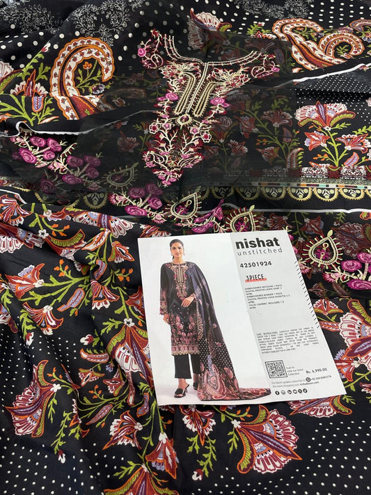NISHAT LAWN  EMB 3 PC