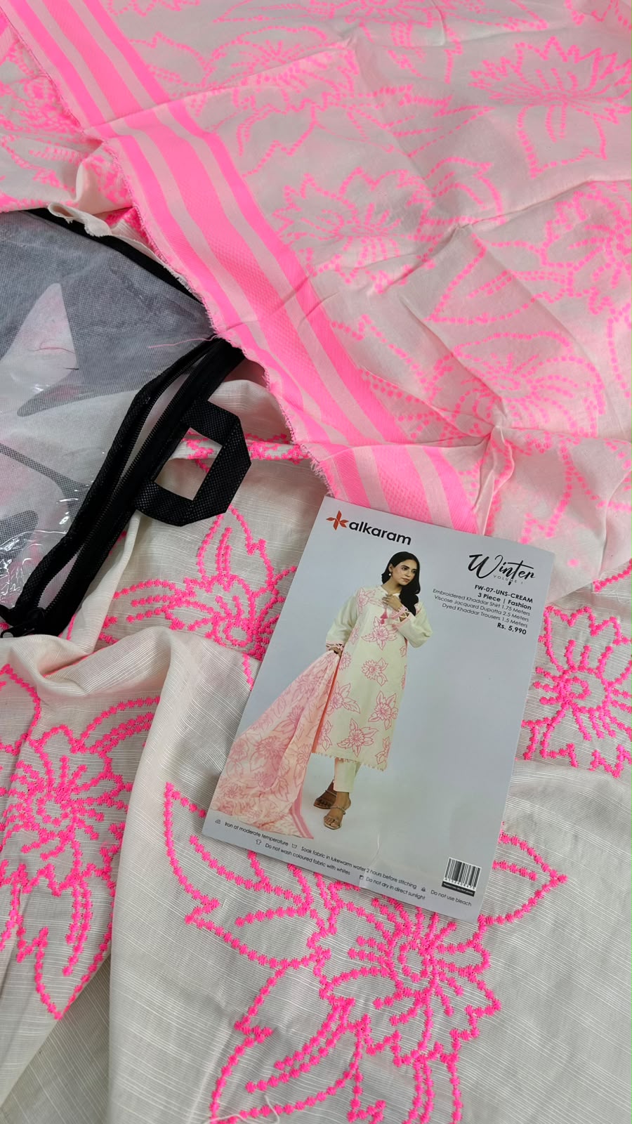ALKARAM EMBROIDERED KHADDAR 3 PC WITH JACQUARD SHAWL