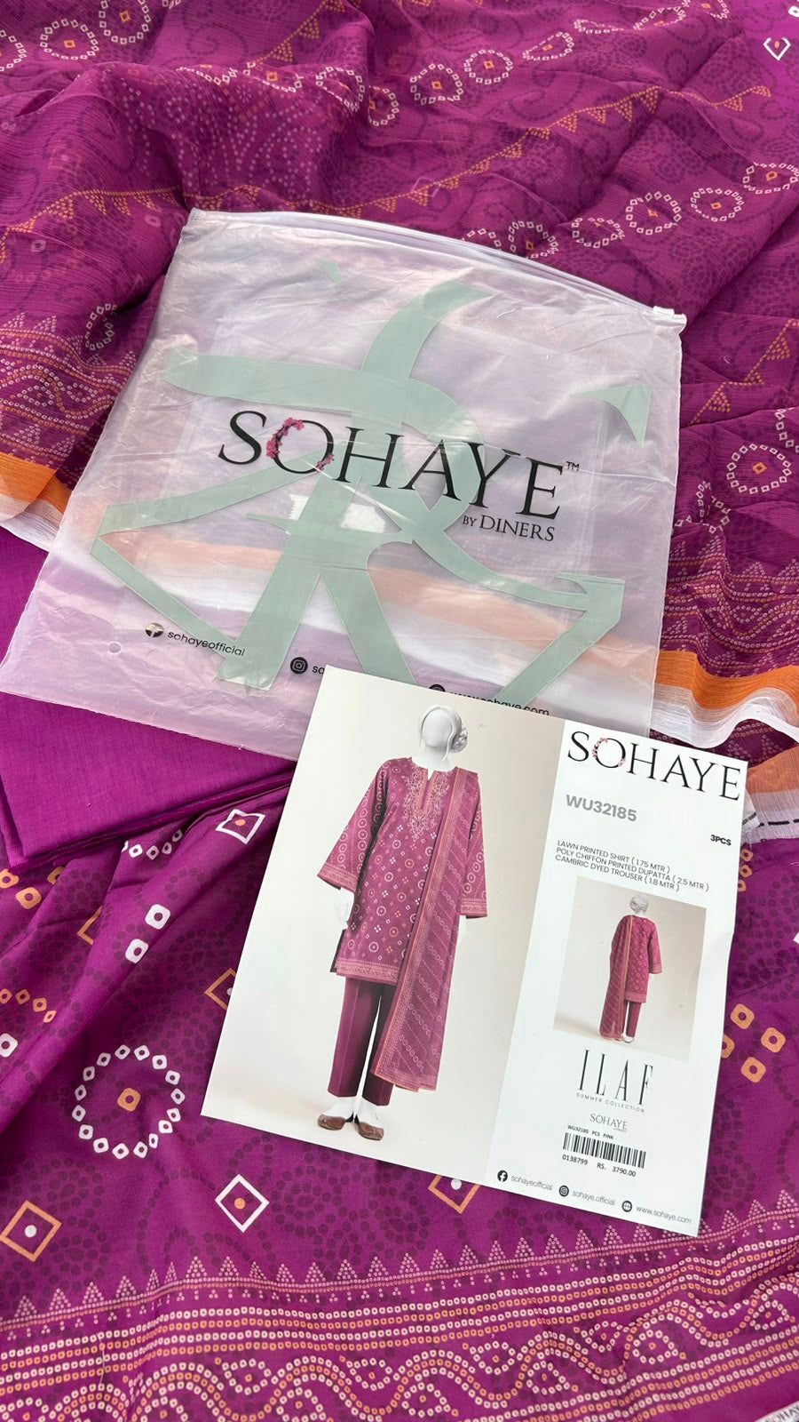 SOHAYE LAWN 3 PC WITH CHIFFON DUPATTA