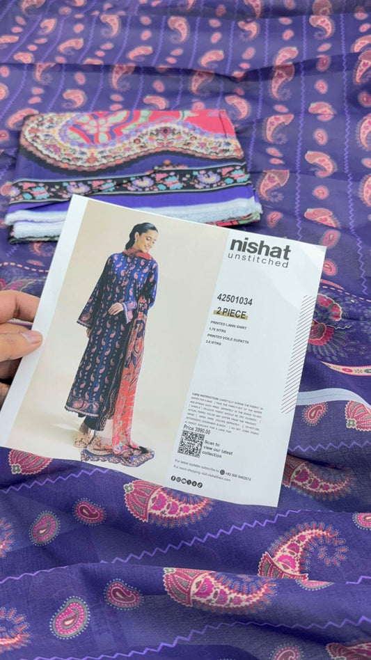 NISHAT LAWN 2 PC SHIRT DUPTA