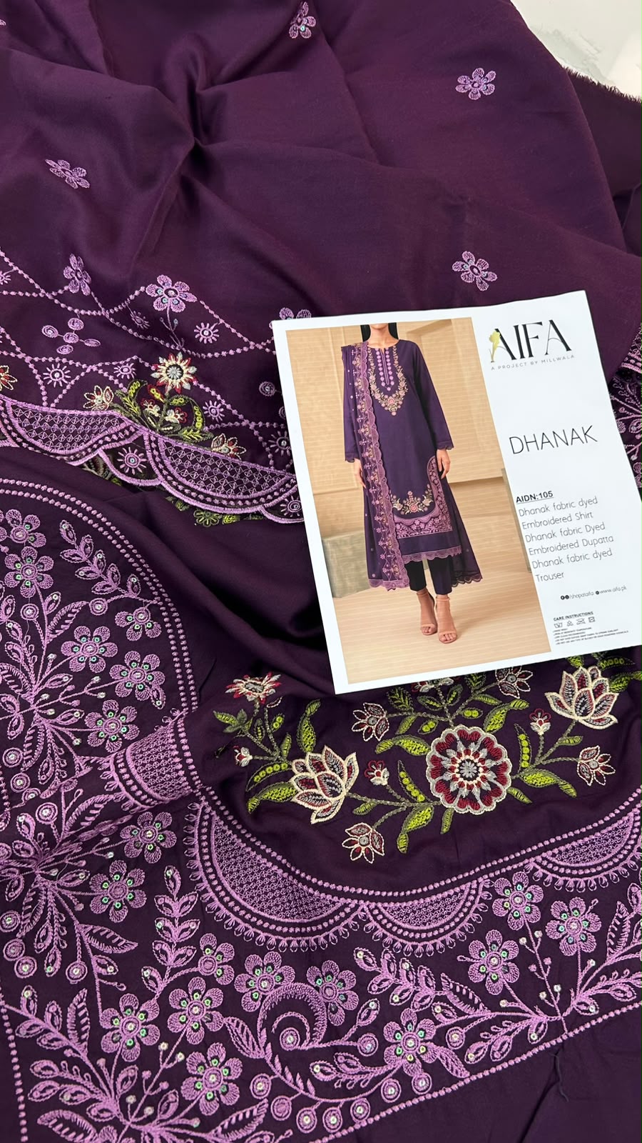 LUXURY DHANAK EMB 3 PC WITH SHAWL EMB