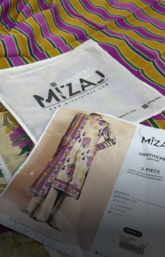MIZAJ KHADDAR SHIRR DUPATTA 2 PC