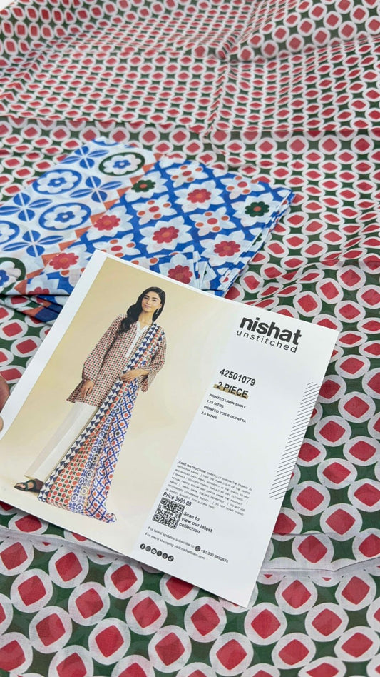 NISHAT LAWN 2 PC SHIRT DUPTA