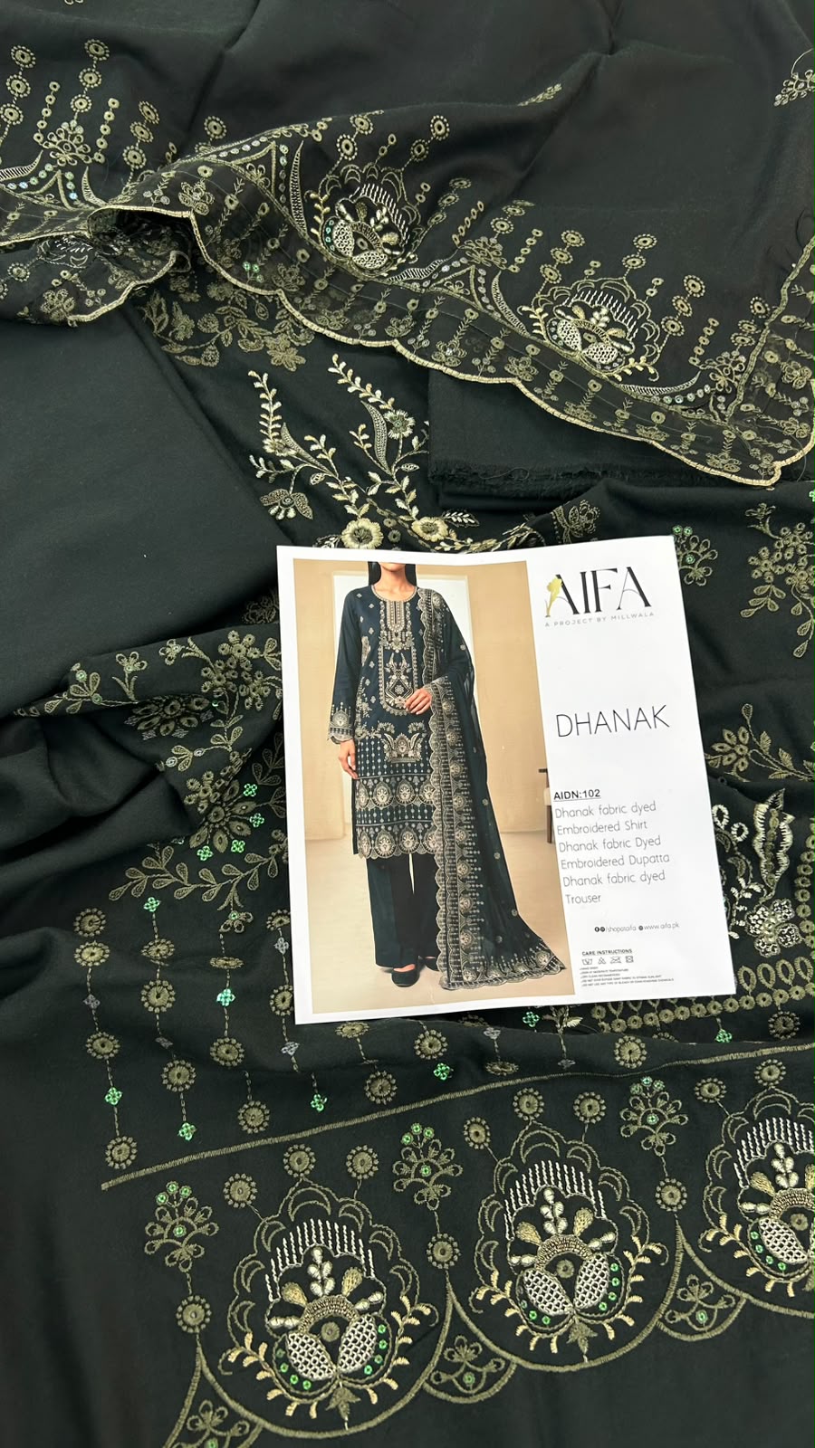 LUXURY DHANAK EMB 3 PC WITH SHAWL EMB