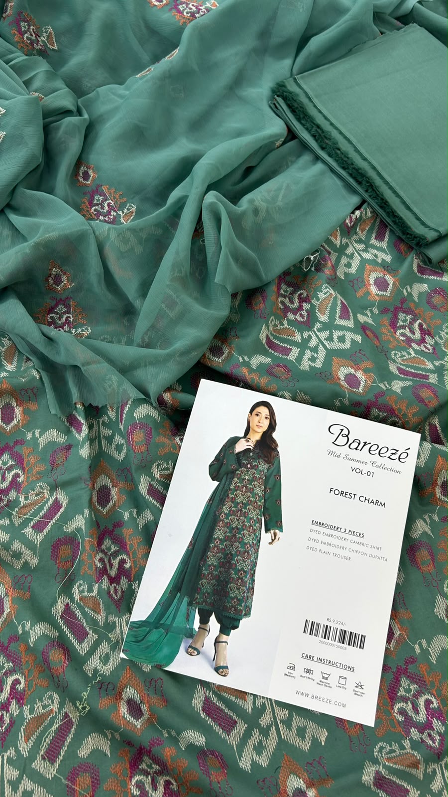 BAREEZE EMB LAWN 3 PC