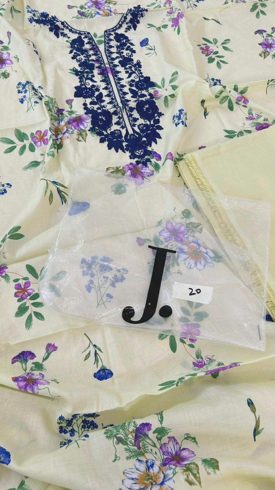 J. LAWN EMB 2 PC SHIRT TROUSER