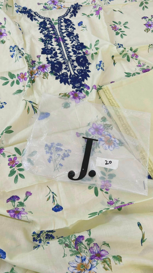 J. LAWN EMB 2 PC SHIRT TROUSER