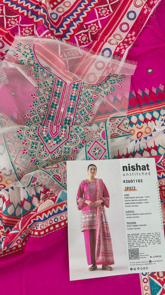 NISHAT EMB 3 PC LAWN