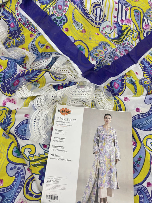 KHAADI EMB LAWN 3 PC