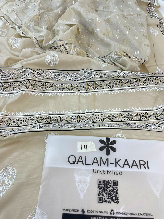 QALAMKAARI EXCLUSIVE BLOCK PRINT LAWN 3 PC