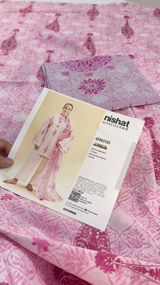 NISHAT LAWN 2 PC SHIRT DUPTA