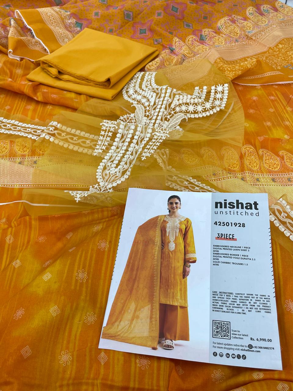 NISHAT LAWN  EMB 3 PC