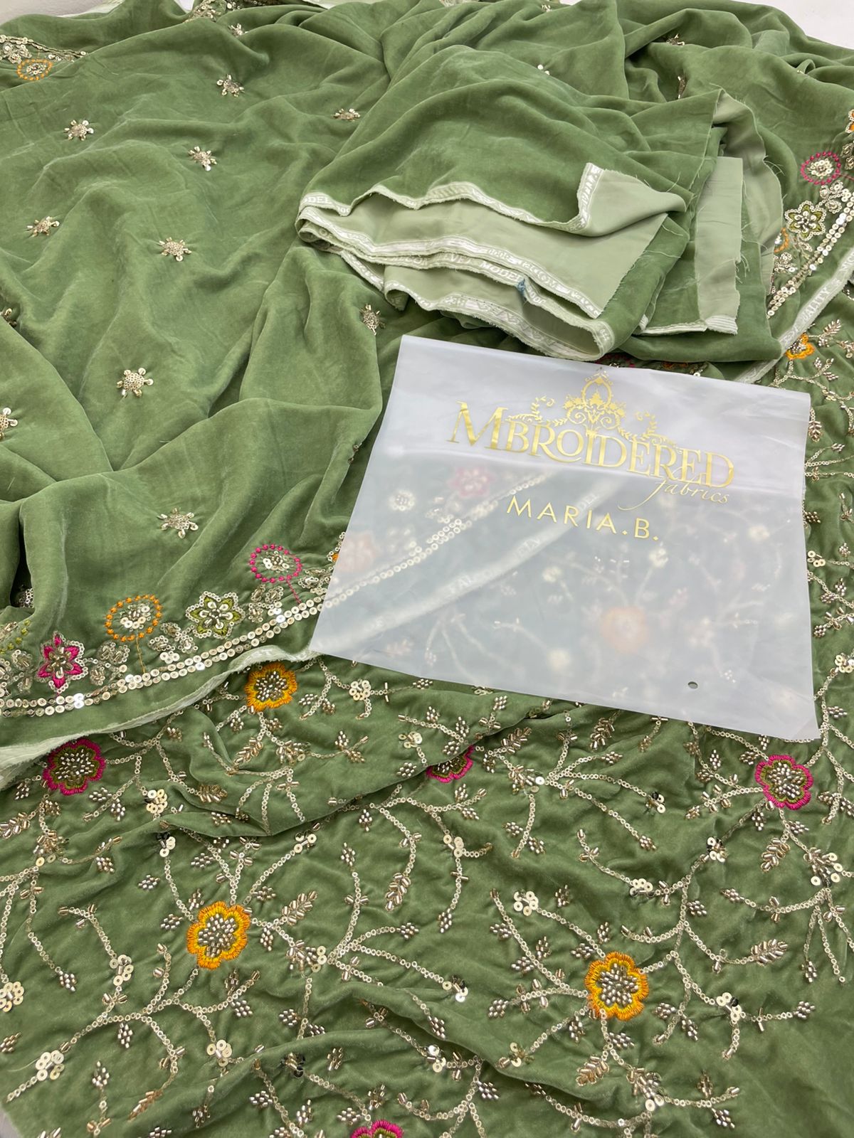 MARIA B VELVET EMB SHIRT DUPTA 2 PC