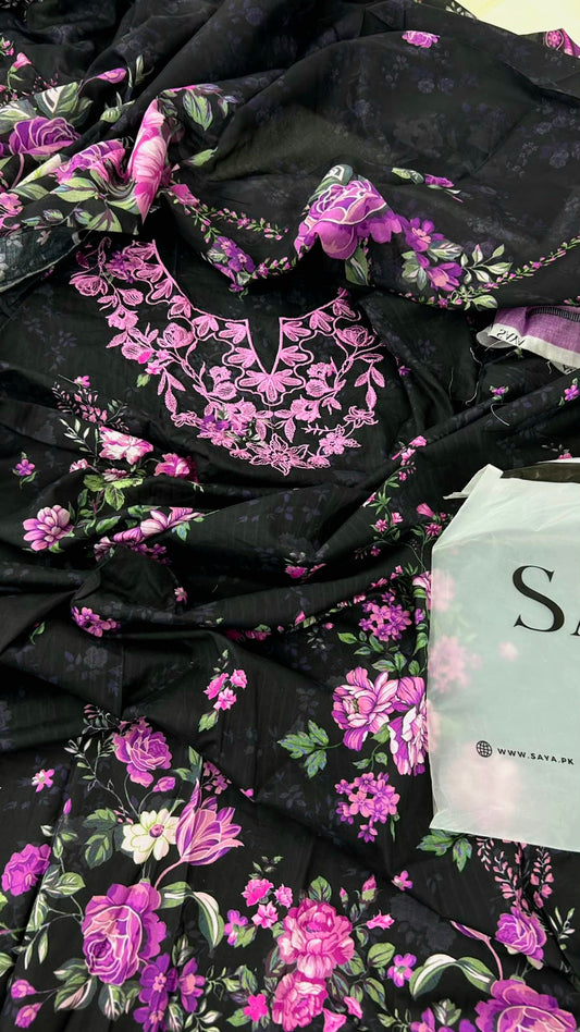 SAYA CHICKANKARI 2 PC SHIRT DUPATTA