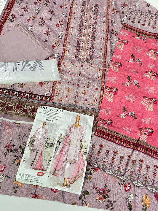 GRAND-KHADDAR EMB 3 PC WITH EMB DUPATTA