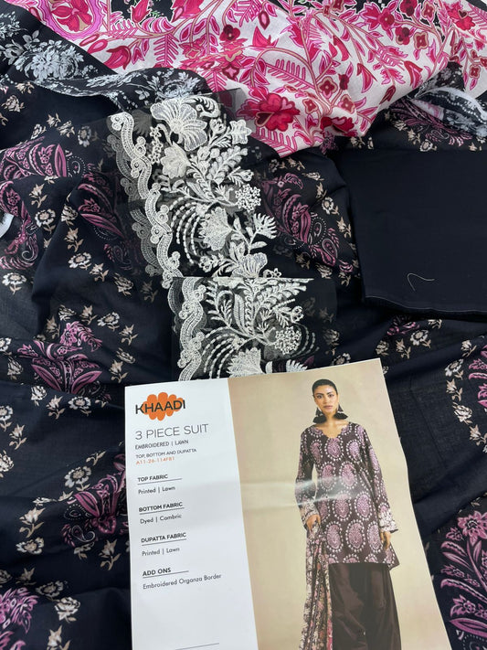 KHAADI EMB LAWN 3 PC