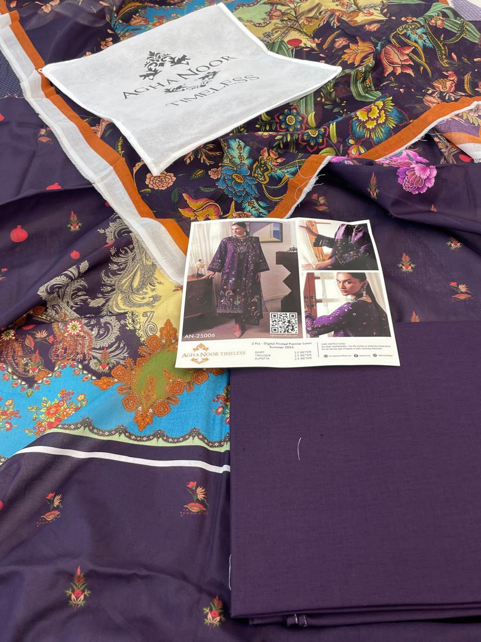 AGHA NOOR LAWN 3 PC