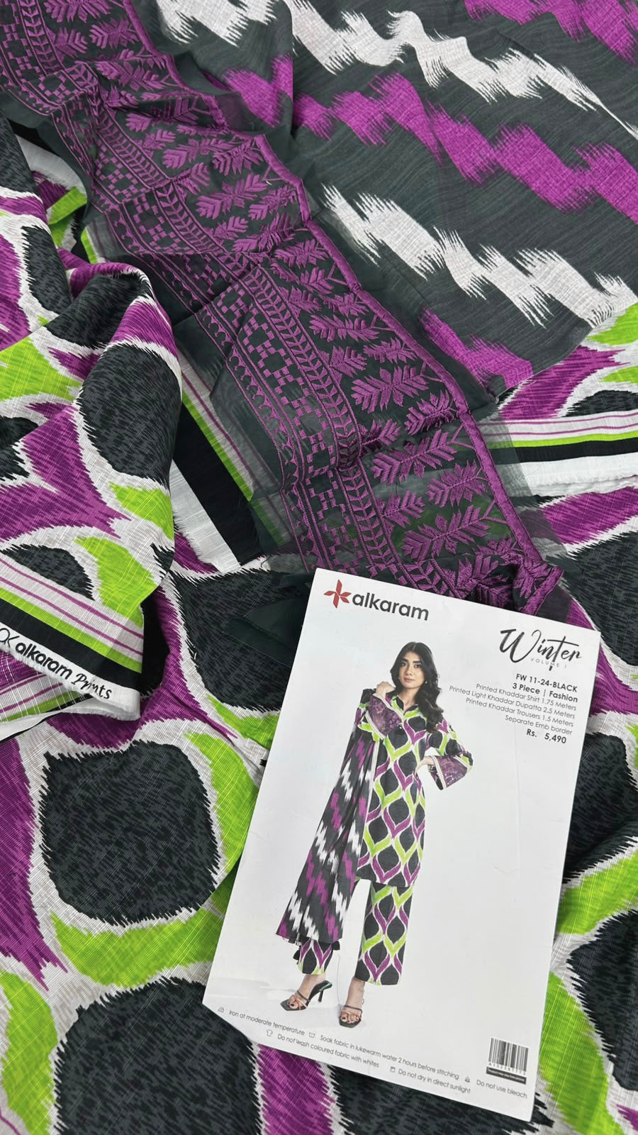 ALKARAM EMBROIDERED KHADDAR 3 PC