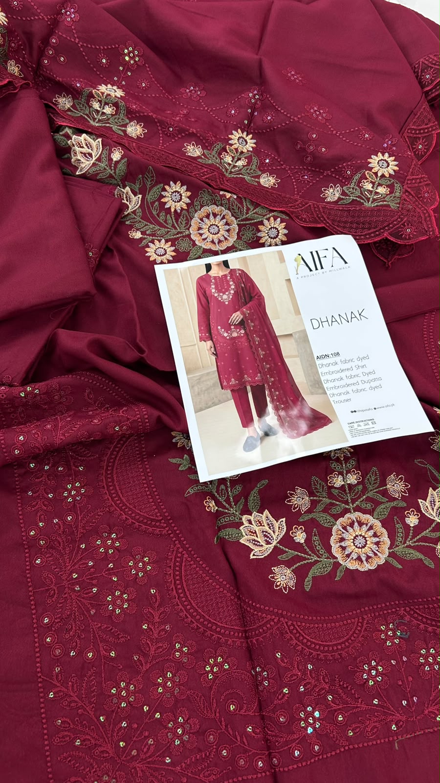 LUXURY DHANAK EMB 3 PC WITH SHAWL EMB