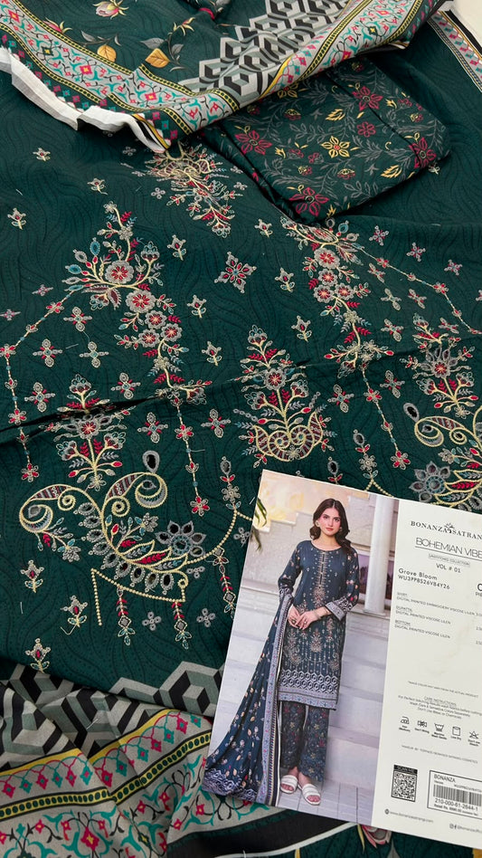 BONANZA LINEN EMB 3 PC
