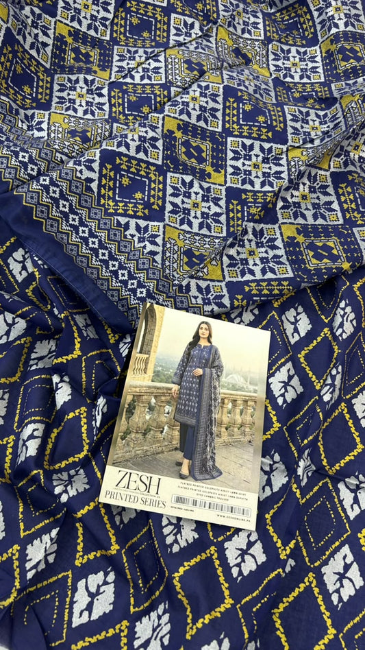 ZESH BLOCK PRINT LAWN 3 PC