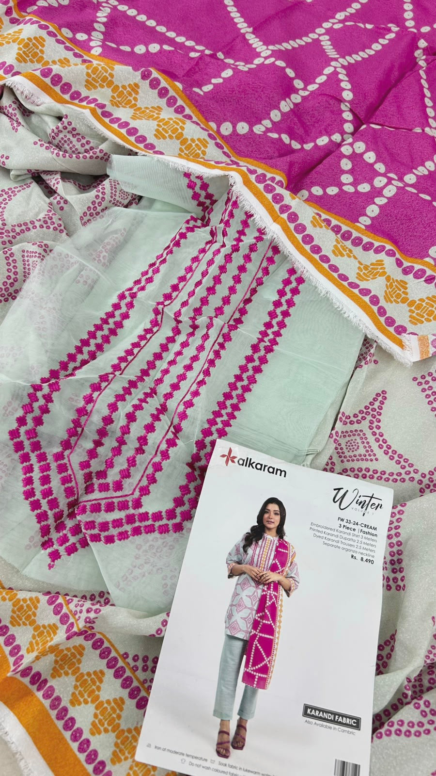 ALKARAM EMBROIDERED KARANDI 3PC