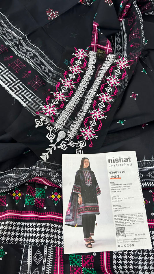 NISHAT EMB 3 PC LAWN
