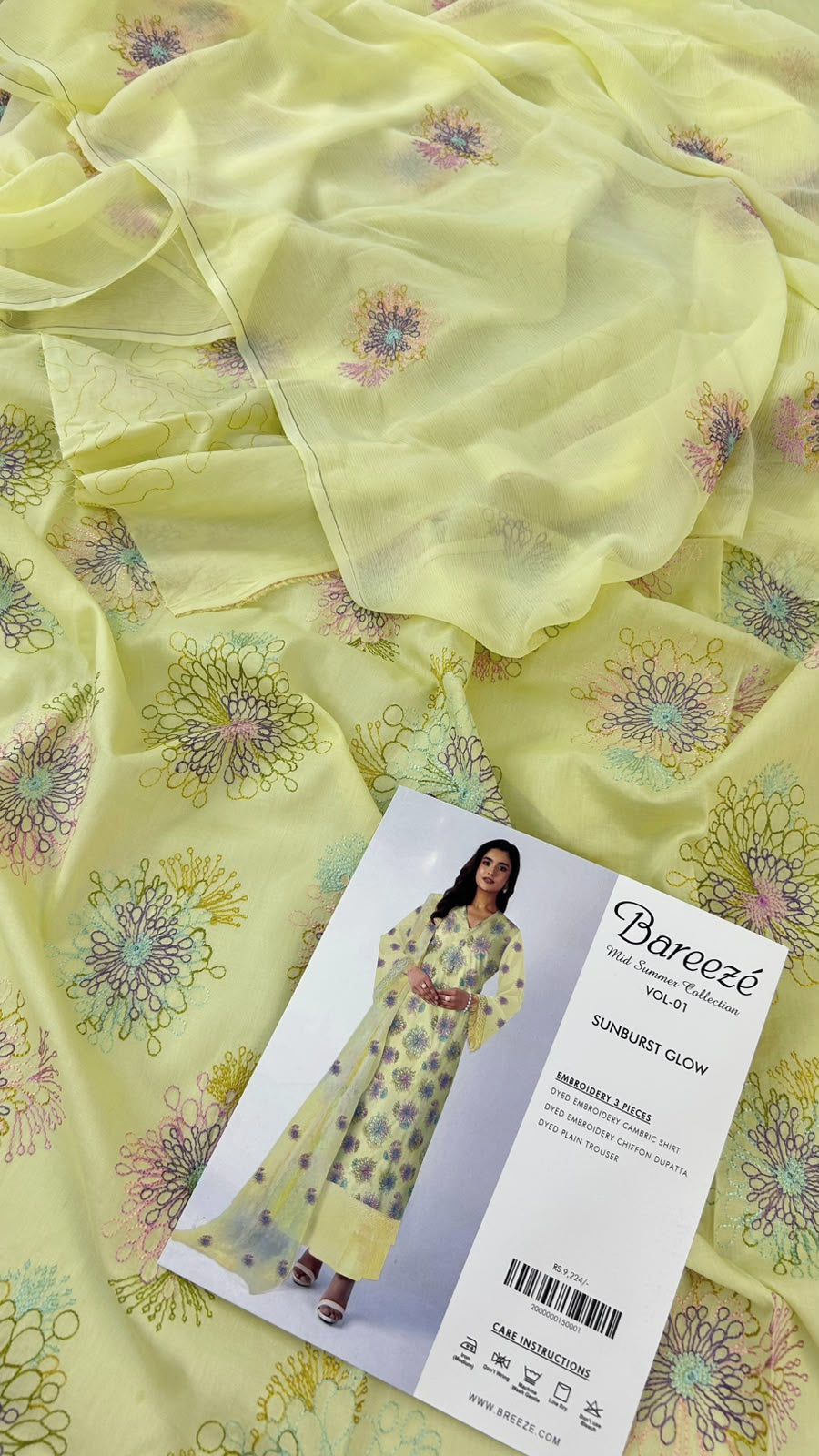 BAREEZE EMB LAWN 3 PC