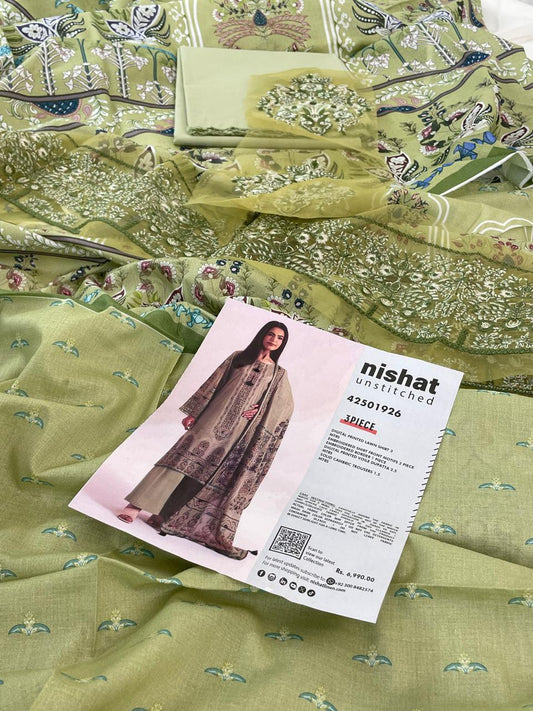 NISHAT LAWN  EMB 3 PC