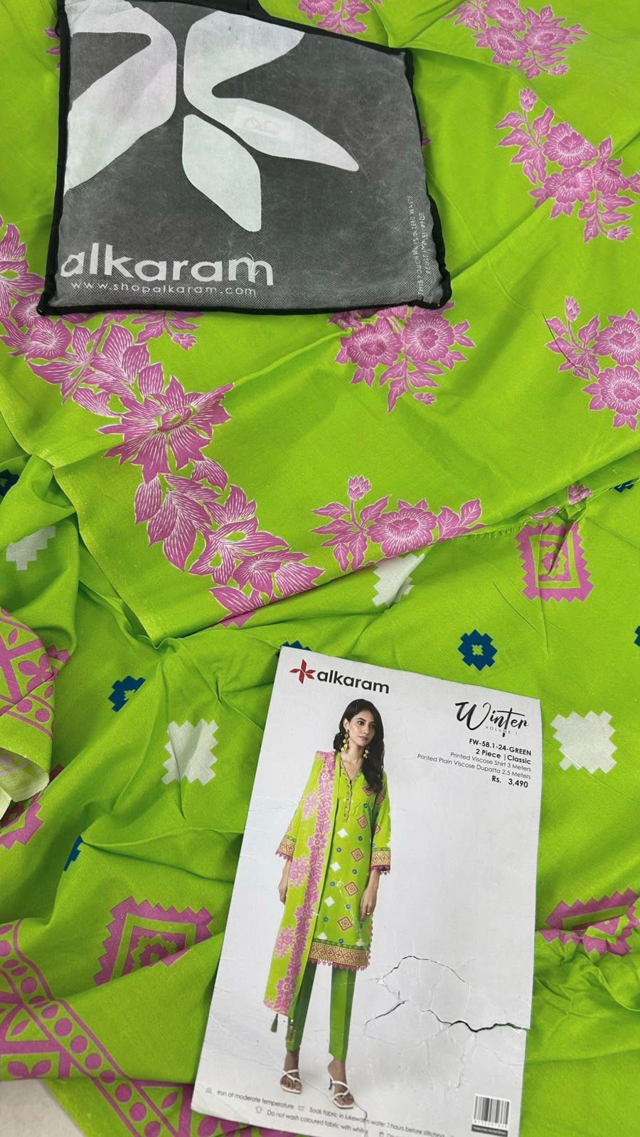 ALKARAM VISCOSE 2 PC SHIRT DUPATTA