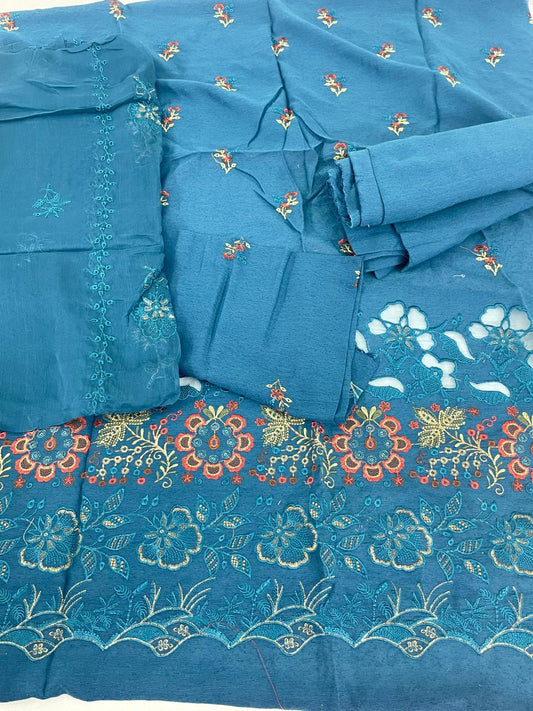 GRAND-KARANDI EMB WITH CHIFFON EMB DUPATTA
