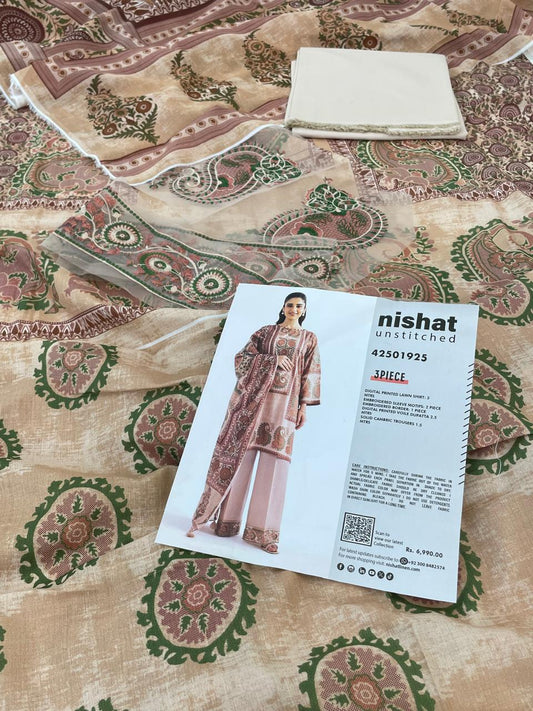 NISHAT LAWN  EMB 3 PC