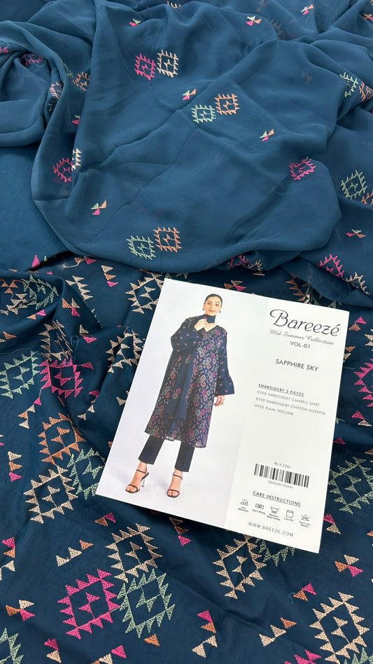 BAREEZE EMB LAWN 3 PC