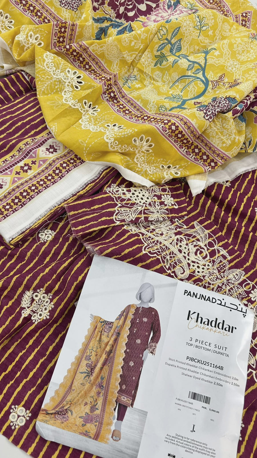 J. KHADDAR CHICKANKARIYAN 3 PC