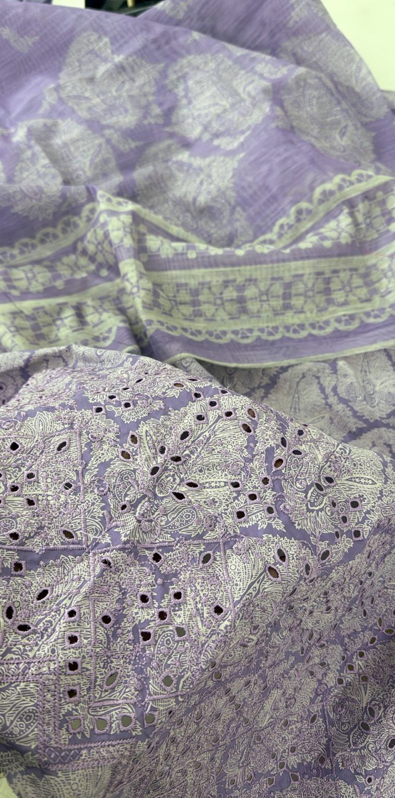 KHAADI BLOCK PRINT CHICKANKARI 2 PC SHIRT DUPATTA