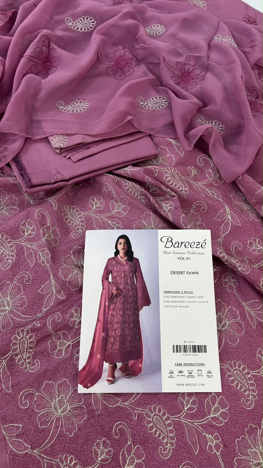 BAREEZE EMB LAWN 3 PC
