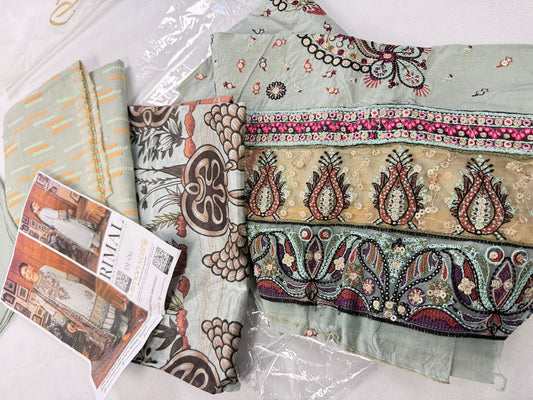 RIMAL EMB 3 PC LAWN
