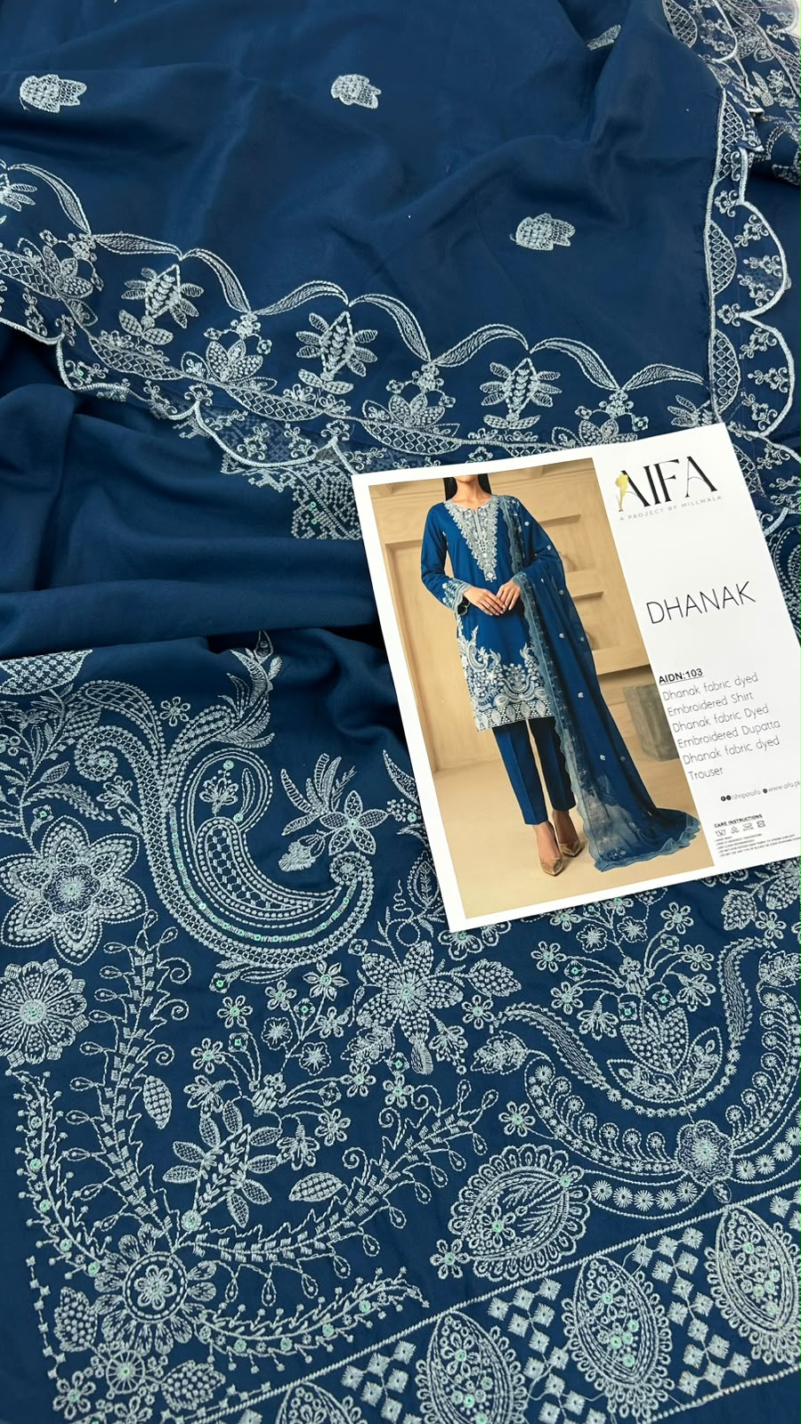 LUXURY DHANAK EMB 3 PC WITH SHAWL EMB