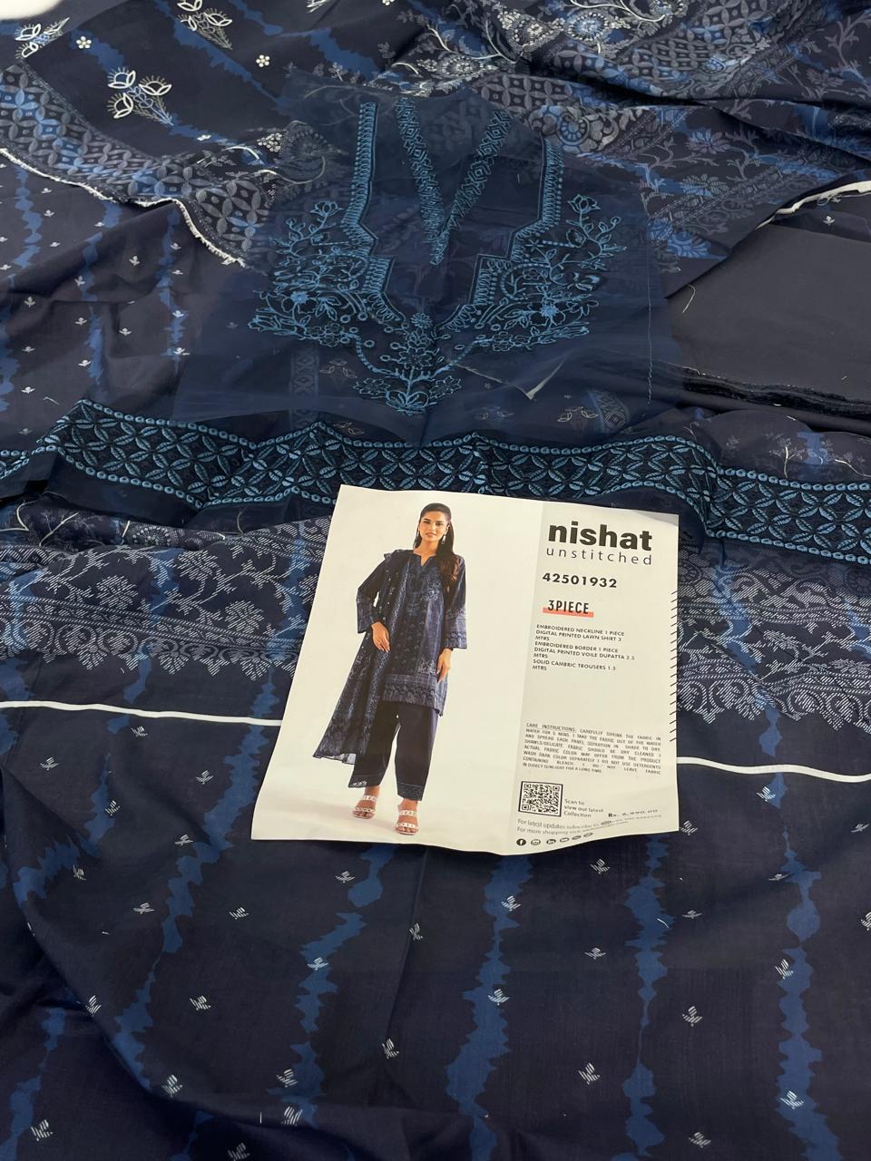 NISHAT LAWN  EMB 3 PC