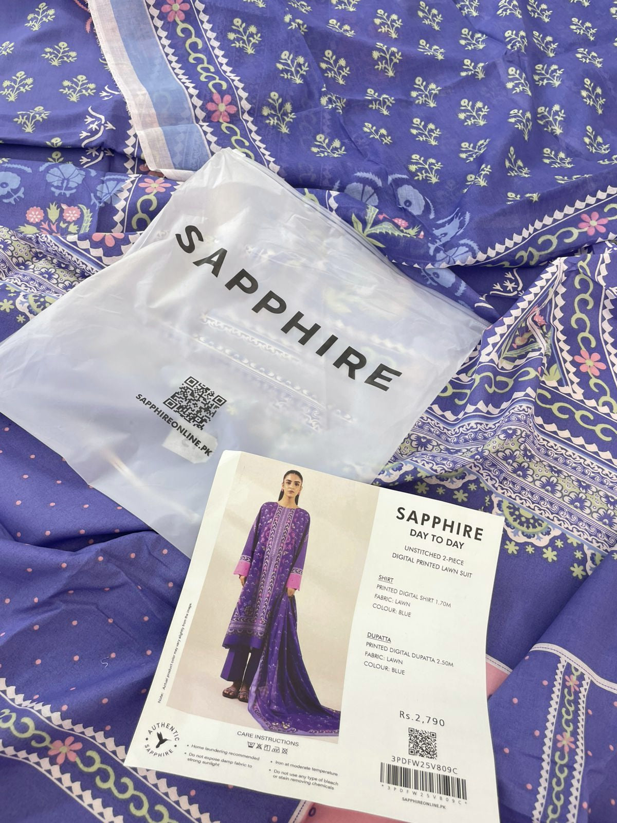 SAPPHIRE LAWN 2 PC SHIRT DUPATTA