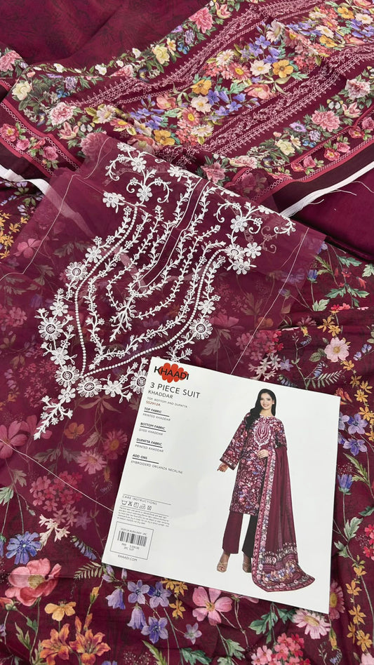 KHAADI EMBROIDERED KHADDAR 3 PC
