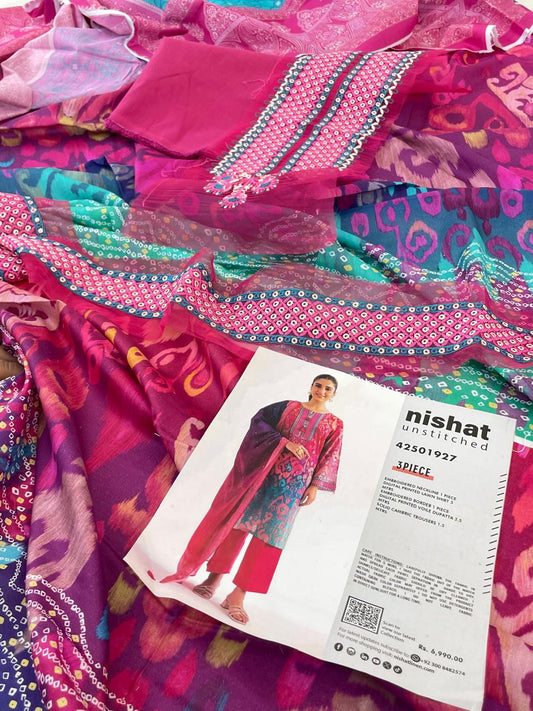 NISHAT LAWN  EMB 3 PC